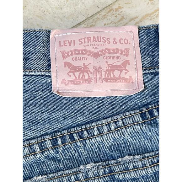 RARE Levi’s Fault Line Cutoff Denim Shorts/ Patches And Pink Label/ Size 27 - Picture 8 of 12